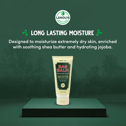 Bag Balm Vermont's Original Hand & Body Dry Skin Lotion with Shea Butter & Jojoba — Fragrance-Free, Non-Greasy, 3oz Tube (2 Pack)