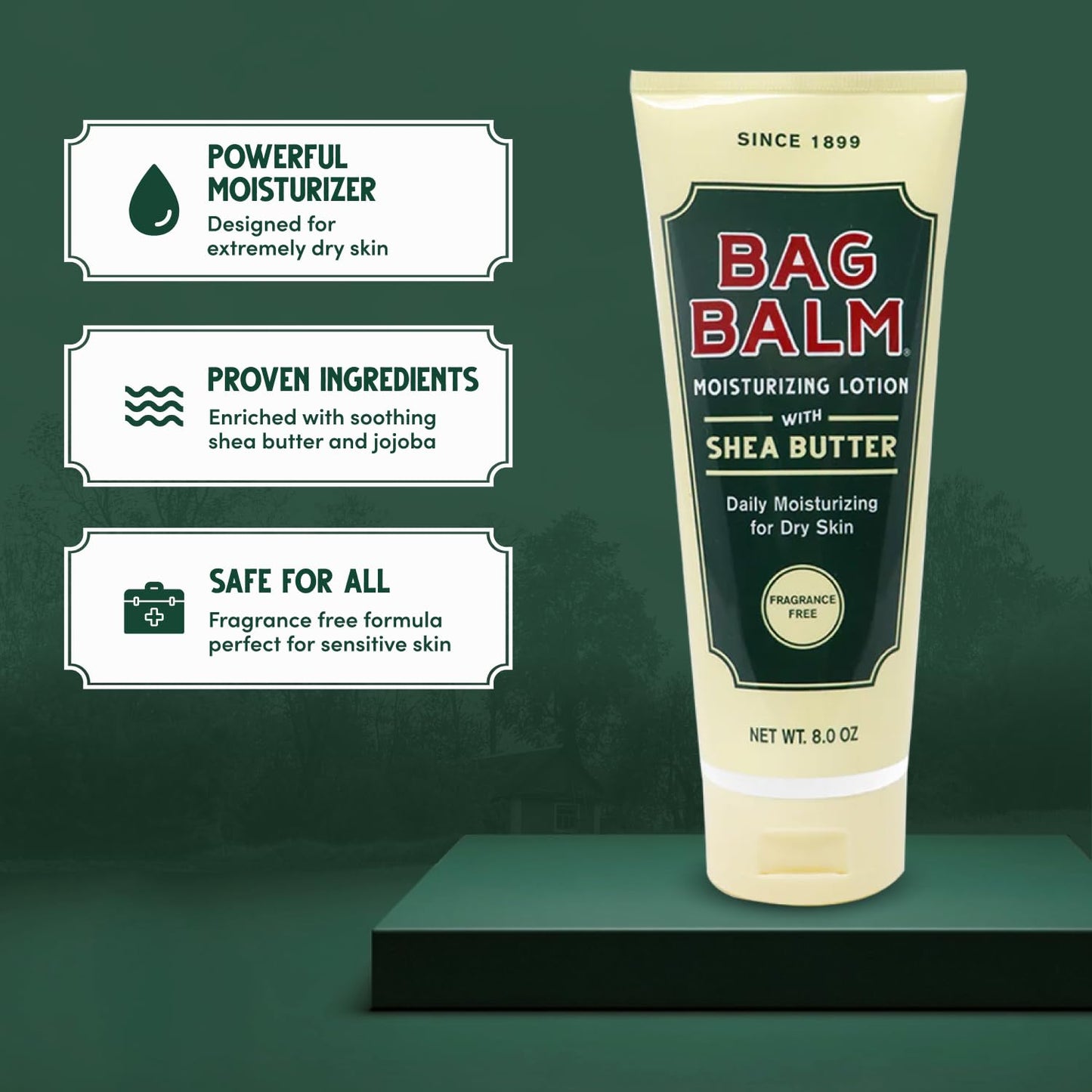 Bag Balm Moisturizing Body Lotion with Shea Butter & Jojoba – 2-Pack, 8oz Tubes
