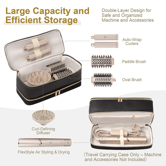BAGCRAZY Travel Carrying Case for Dyson, Shark FlexStyle & Revlon Hair Dryers – Double-Layer Organizer