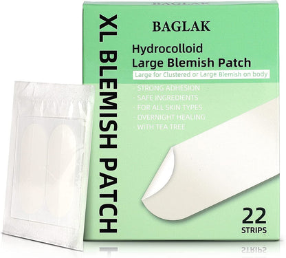 BAGLAK Large Blemish Patches – 22 XL Hydrocolloid Patches for Face