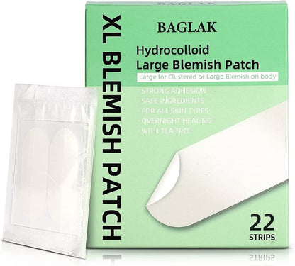 BAGLAK Large Blemish Patches – 22 XL Hydrocolloid Patches for Face