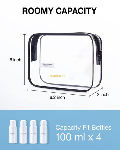BAGSMART Clear Toiletry Bag 2-Pack – TSA Approved, Nude Pink Carry-On Pouches