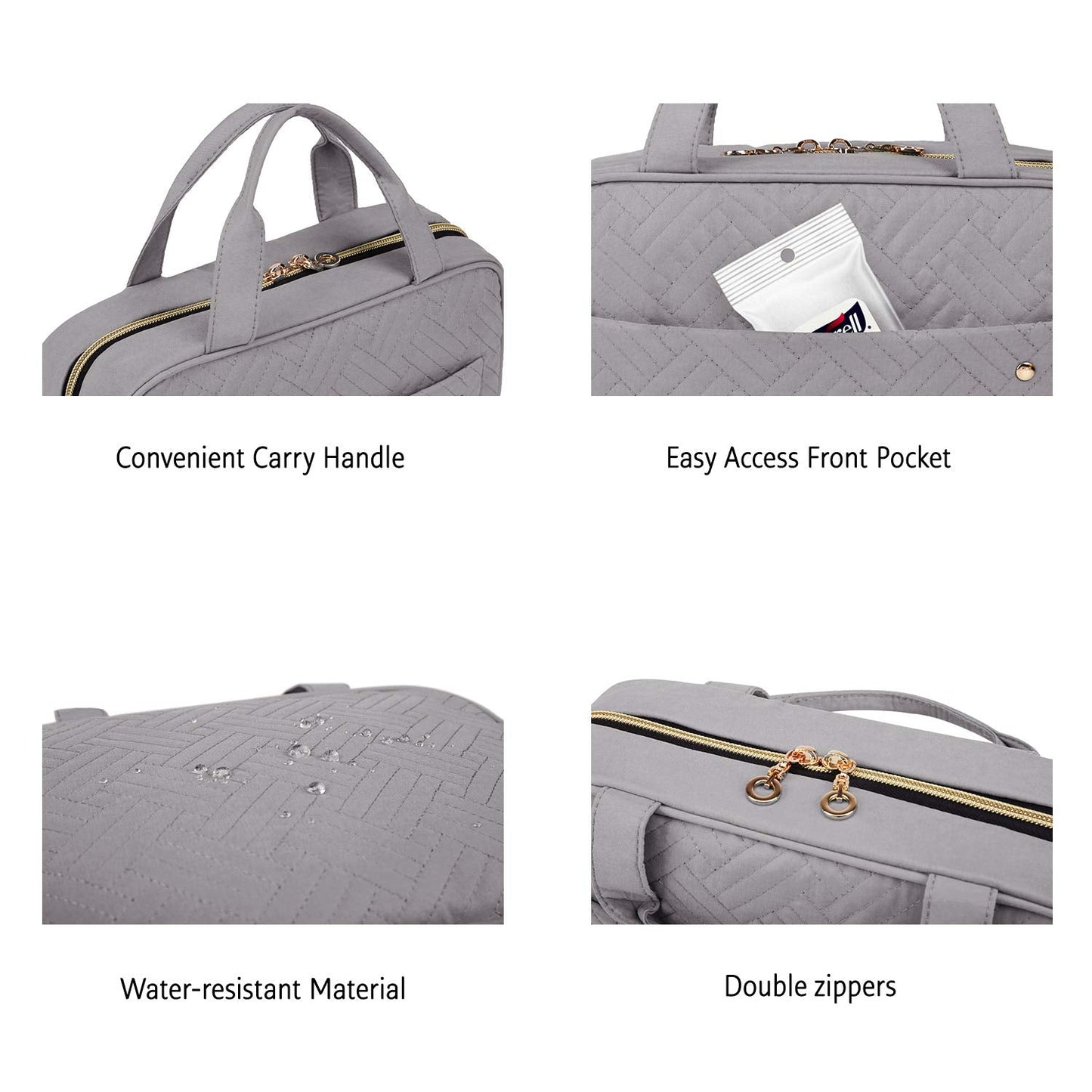 BAGSMART Toiletry Bag with Hanging Hook | Water-Resistant Travel Organizer (Medium, Grey)