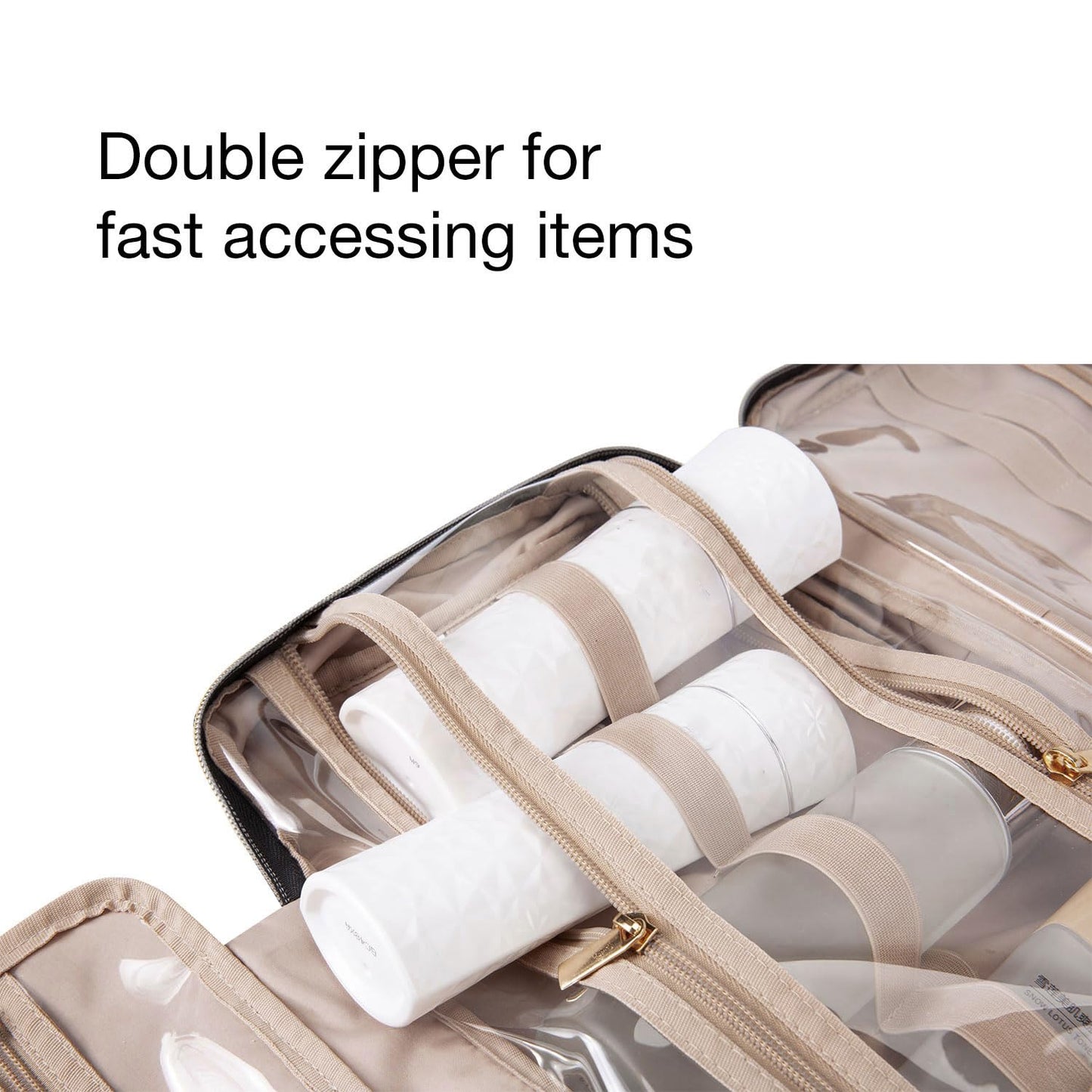 BAGSMART Toiletry Bag with Hanging Hook – Light Pink, Medium Travel Organizer