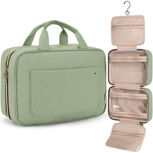 BAGSMART Toiletry Bag Travel Organizer with Hanging Hook — Water-Resistant, Medium (Green)