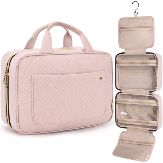 BAGSMART Toiletry Bag with Hanging Hook – Light Pink, Medium Travel Organizer