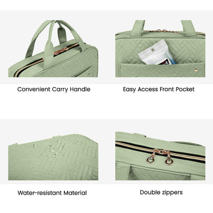 BAGSMART Toiletry Bag Travel Organizer with Hanging Hook — Water-Resistant, Medium (Green)