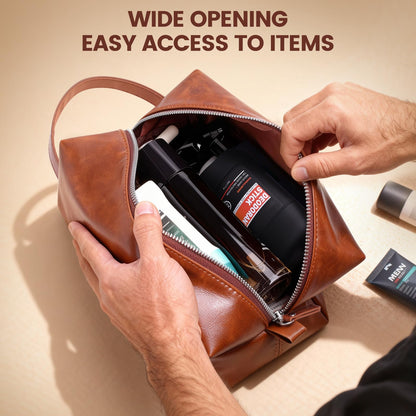 BagUrshion Toiletry Bag for Men - Water-Resistant PU Leather Travel Organizer