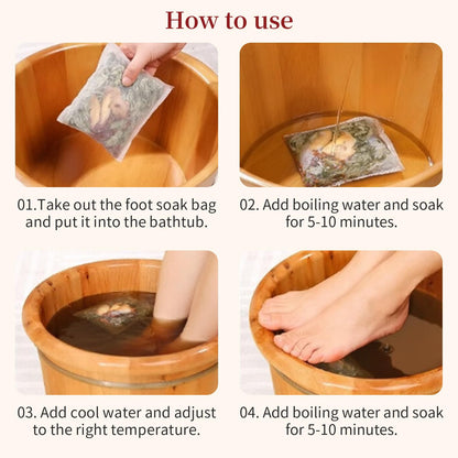 Baihuatang Herbal Foot Soak – 12-Herb Mugwort & Wormwood Bath Bag, 400g