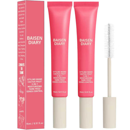 BAISEN DIARY 2 Pack Hair Cactus Fruit 3-in-1 Styling Cream & Flyaway Wand – Frizz Control & Shine