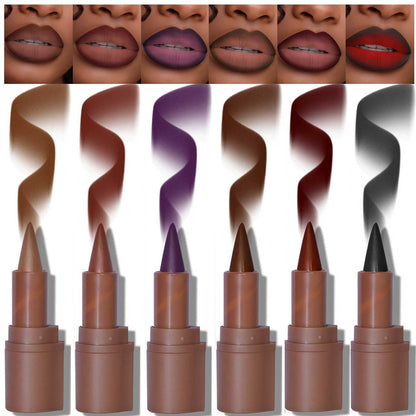 BAISEN DIARY 6PCS 2-in-1 Gradient Lip Liner & Lipstick Set | Long-Wear Lip Crayon Duo
