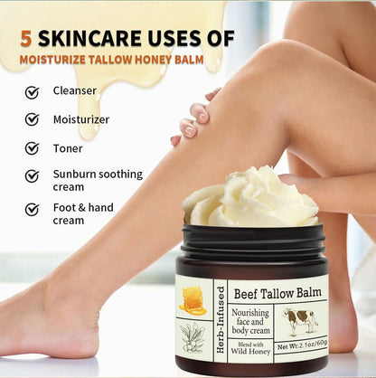 BAISEN DIARY Beef Tallow for Skin – Natural Whipped Tallow & Honey Balm