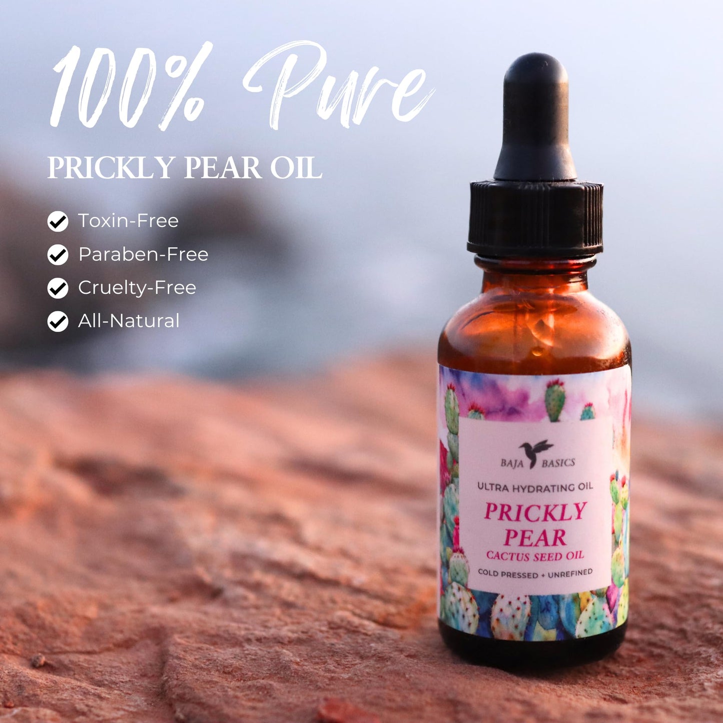 Baja Basics Prickly Pear Seed Oil — Cold-Pressed, Pure, Unrefined Multi-Purpose Oil 1 oz