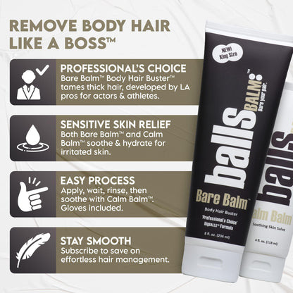 BallsBALM The Bare Pair King Kombo: Body Hair Management System with Exfoliating Glove
