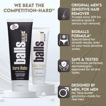 BallsBALM The Bare Pair King Kombo: Body Hair Management System with Exfoliating Glove