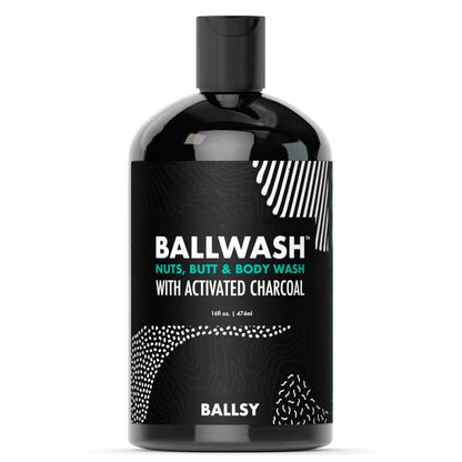 Ballsy Ballwash Charcoal Body Wash for Men – Moisturizing Coconut Oil, 16 oz