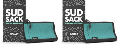 Ballsy Handy Shower Tool – Sud Sack Soap Pouch & Exfoliating Sponge (Blue) Pack of 2