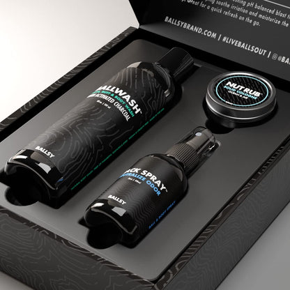 Ballsy Sack Pack: Men's Fresh Kit with Ballwash, Sack Spray & Nut Rub – Citrus & Cedar