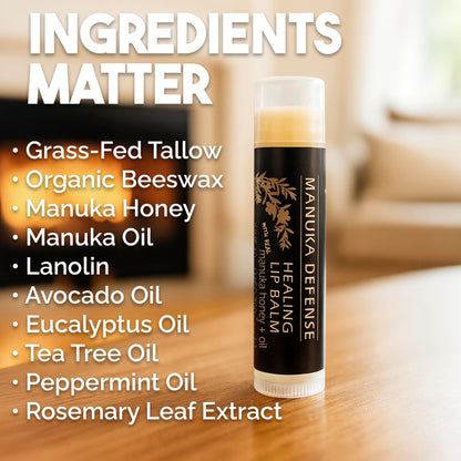 BALM OF GILEAD Manuka Defense Lip Balm – Intensive Moisture Therapy, 0.15 oz x4