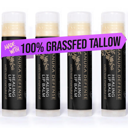 BALM OF GILEAD Manuka Defense Lip Balm – Intensive Moisture Therapy, 0.15 oz x4
