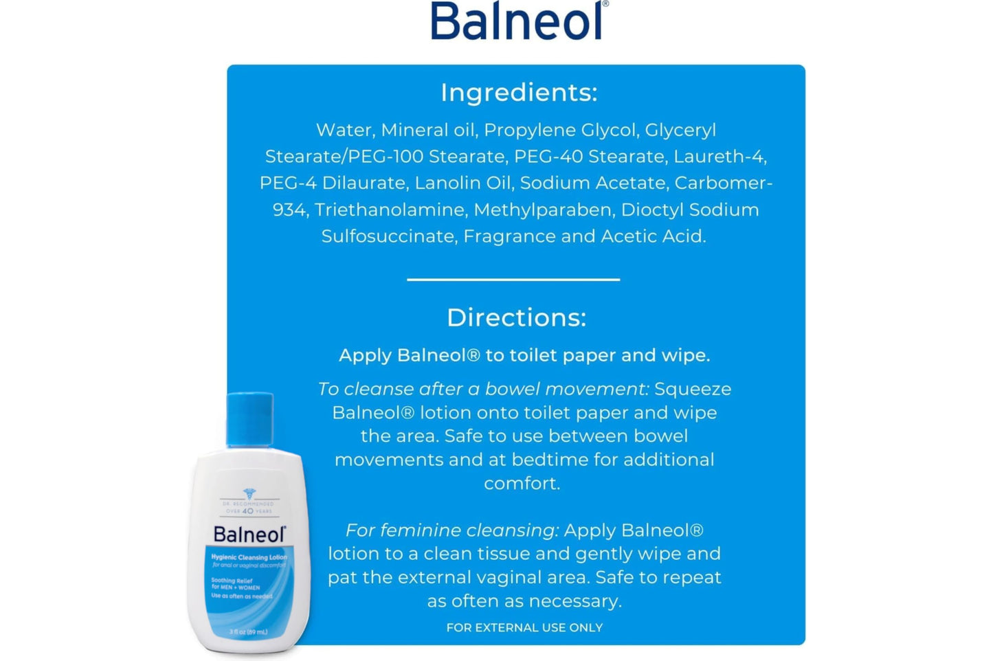 Balneol Hygienic Cleansing Lotion – Gentle Daily Hygiene, 3 fl oz