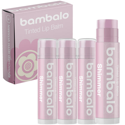 Bambalo Tinted Lip Balm Shimmer 4-Pack | Hydrating Natural Lip Care – USA Made