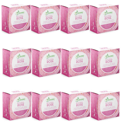 BAMBOEARTH Rose 12-Pack Solid Shampoo Bar & Conditioner Effect – Zero Waste, Plant-Based Hair Care