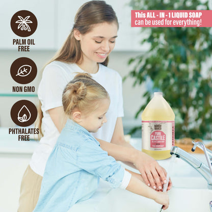BAMBOO AND BIRCH Pure Castile Soap Liquid – Palm Oil Free, Citrus Grapefruit, 64 oz