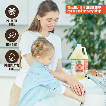 BAMBOO AND BIRCH Pure Castile Soap Liquid – Palm Oil Free, Tea Tree, 64 oz