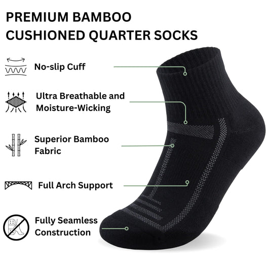 Bamboo Cushioned Quarter Socks