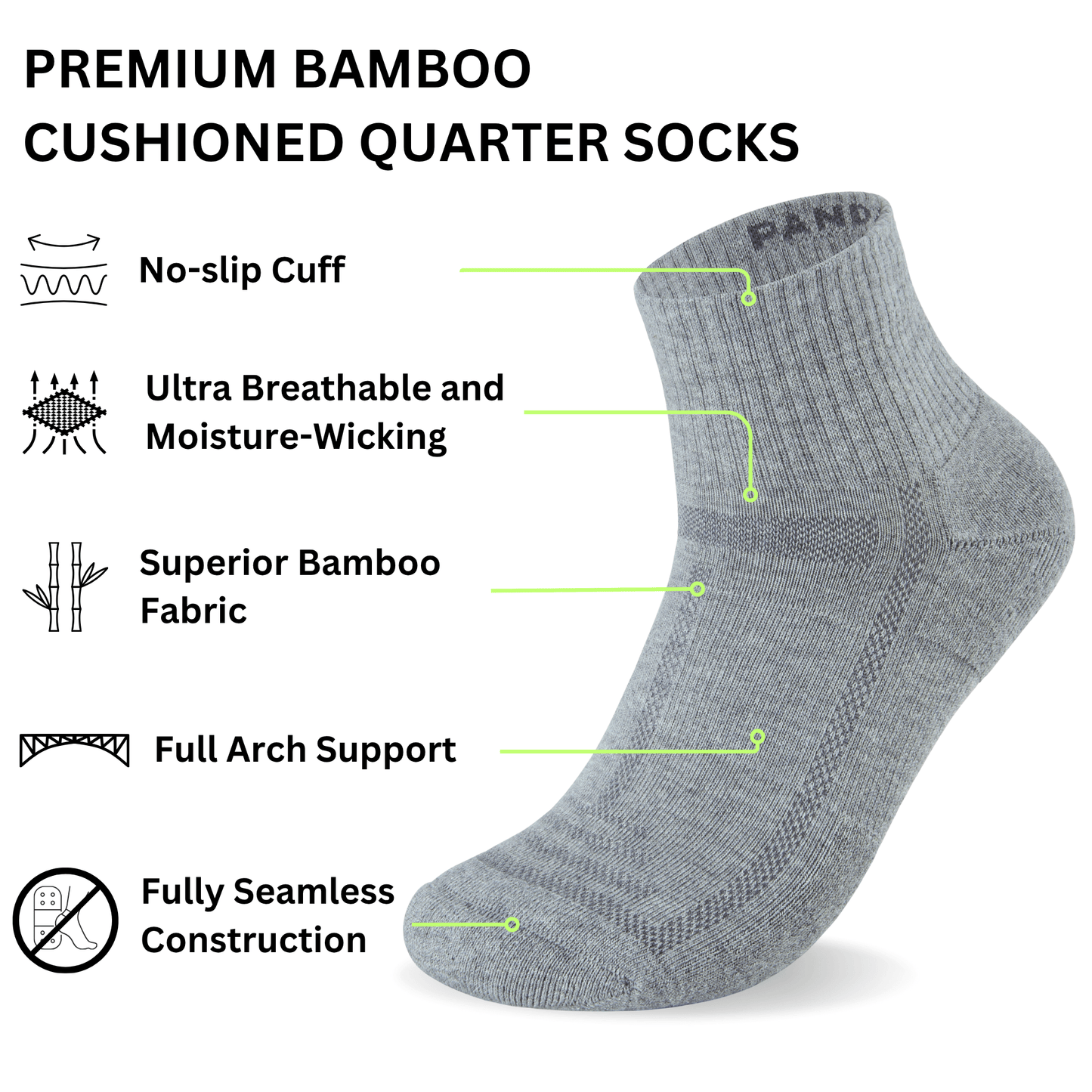 Bamboo Cushioned Quarter Socks