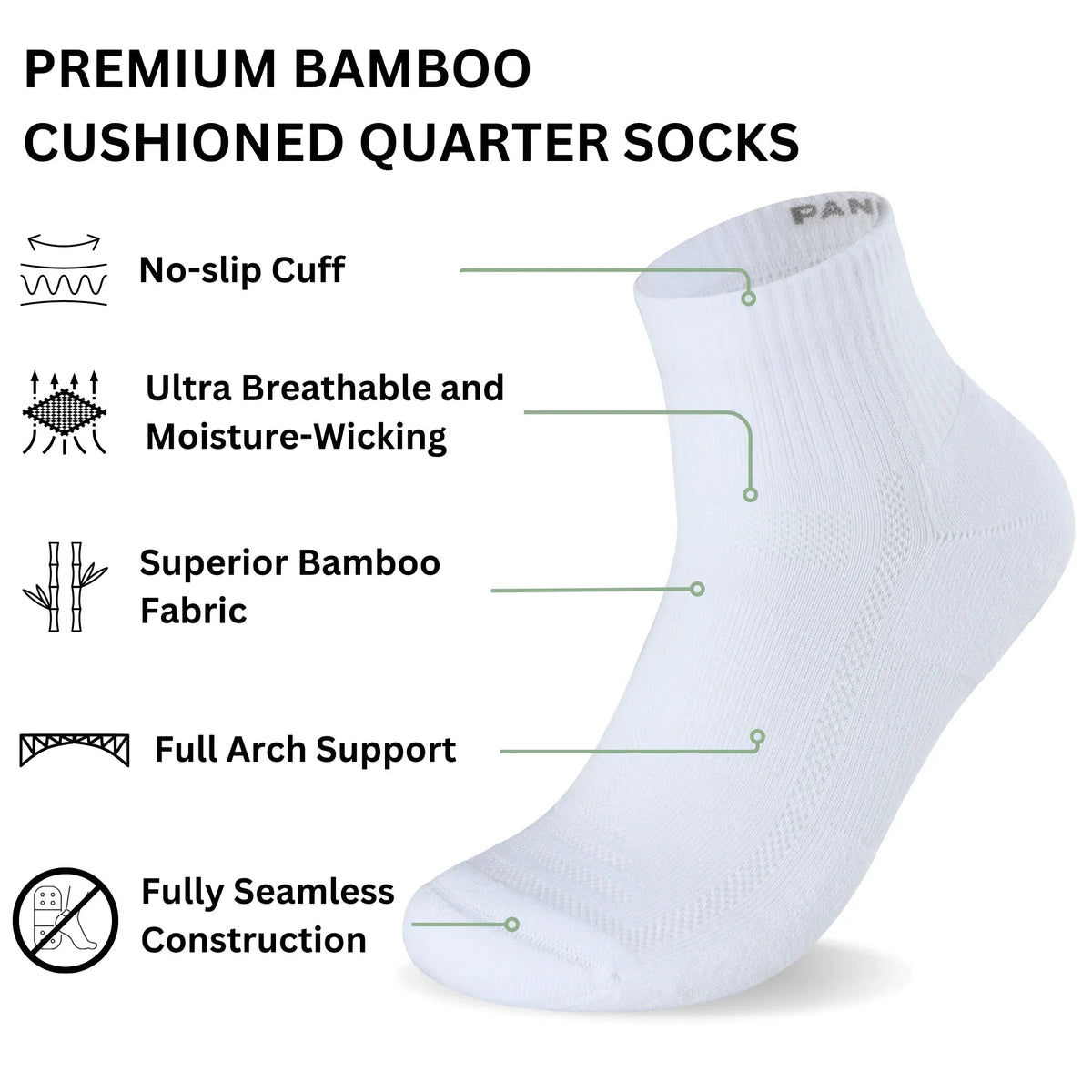 Bamboo Cushioned Quarter Socks
