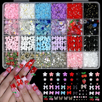 BANA ART 3D Flowers Nail Charms Kit – Colorful Bow, Flower & Butterfly Charms for Nails