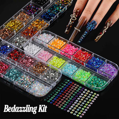 BANA ART Nail Charms Kit — 18,000+ 3D Gems in 13 Boxes with Cross, Crown, Pearls