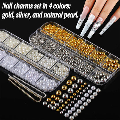 BANA ART Nail Charms Kit — 18,000+ 3D Gems in 13 Boxes with Cross, Crown, Pearls