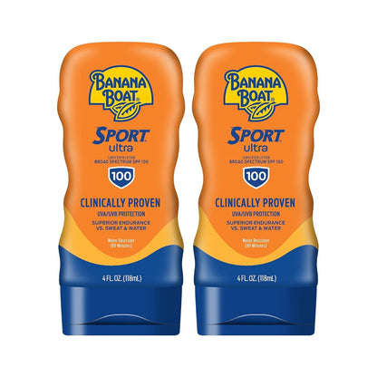 Banana Boat Sport Performance Sunscreen Lotion SPF 100 – 4 oz, 2-Pack