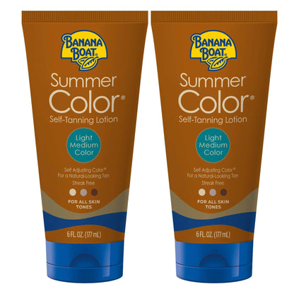 Banana Boat Summer Color Self Tanning Lotion - Oil-Free, Aloe Vera & Vitamin E, Twin Pack (6oz x2)
