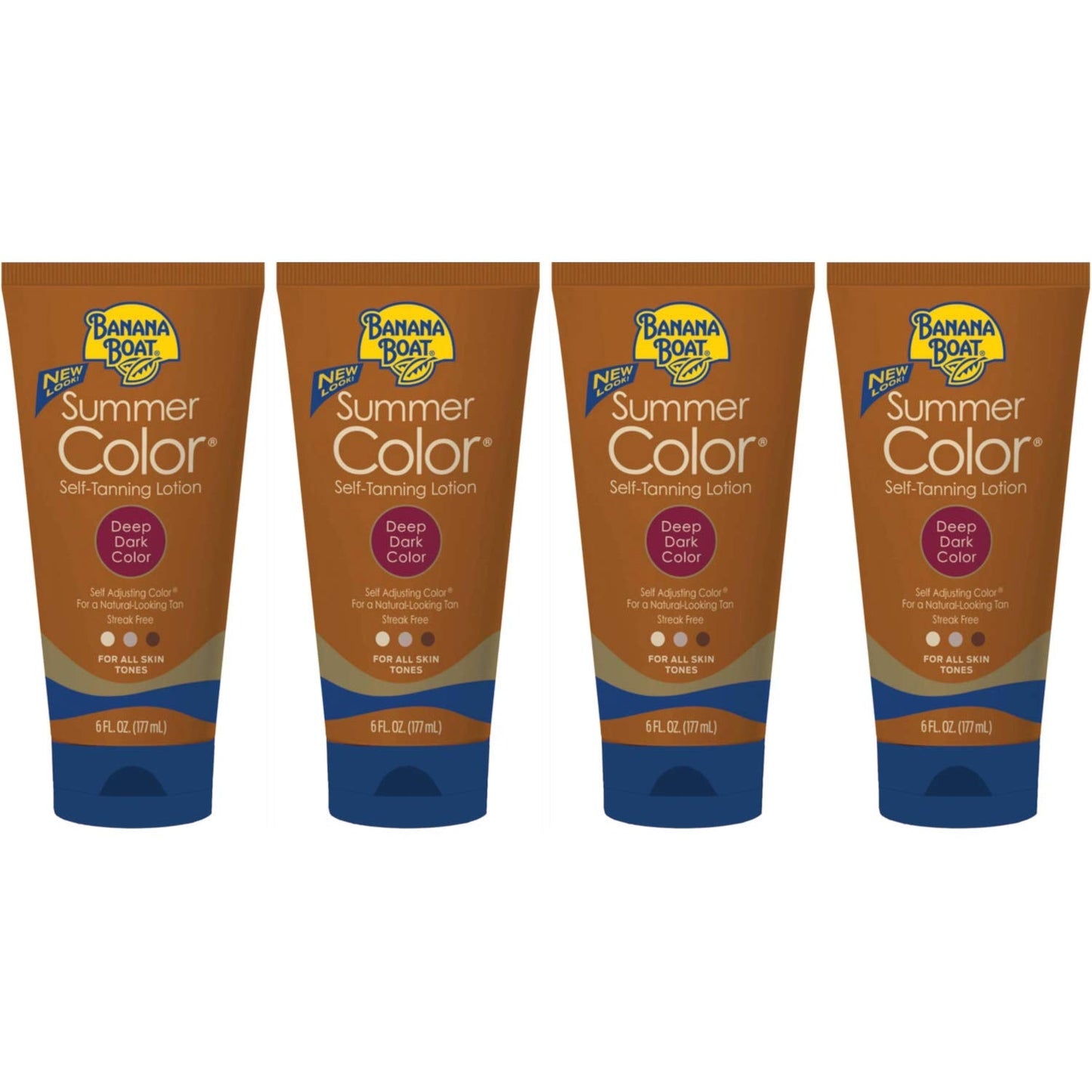 Banana Boat Summer Color Self Tanning Lotion - Deep Dark Tan (6 oz) Pack of 4