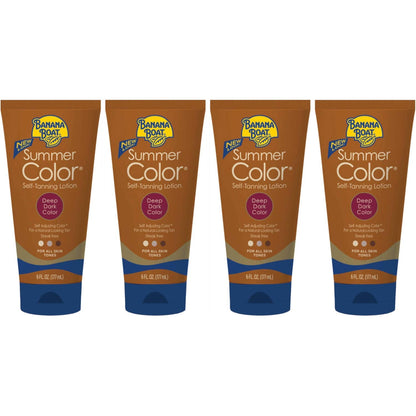 Banana Boat Summer Color Self Tanning Lotion - Deep Dark Tan (6 oz) Pack of 4