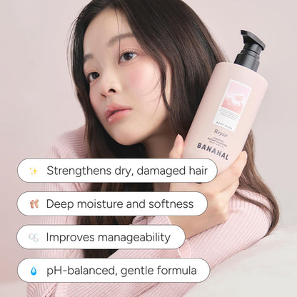 BANANAL Korean Hair Repair Shampoo – Strengthen Damaged Hair with Hydrolyzed Proteins, Ceramide & Jojoba Oil