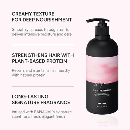 BANANAL Korean Hair Treatment Conditioner - Protein & Moisture-Rich for Damaged Hair | Keratin, Centella & Shea Butter