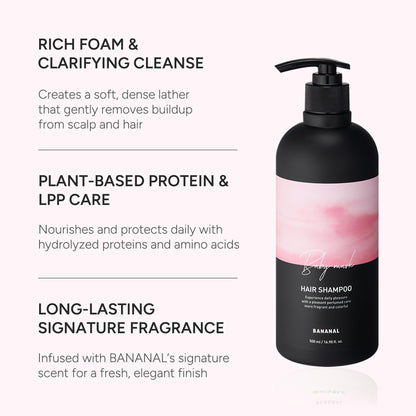 BANANAL Korean Rosemary Shampoo — Sulfate, Silicone & Paraben-Free Scalp Care (500ml / 13.5fl oz)