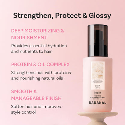 BANANAL Korean Scented Hair Serum Mist – Argan Oil & Silk Protein, 100ml, Frizz Control & Glass Hair Shine
