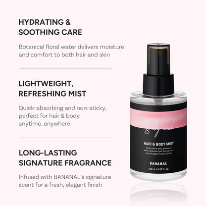 BANANAL Perfumed Hair Mist with Castor Oil – Shine & Long-Lasting Baby Musk, 125ml