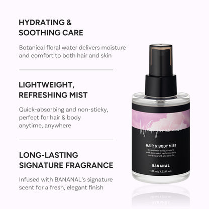 BANANAL Perfumed Hair Mist for Women — Castor Oil for Shine & Long-Lasting Scent, 125ml
