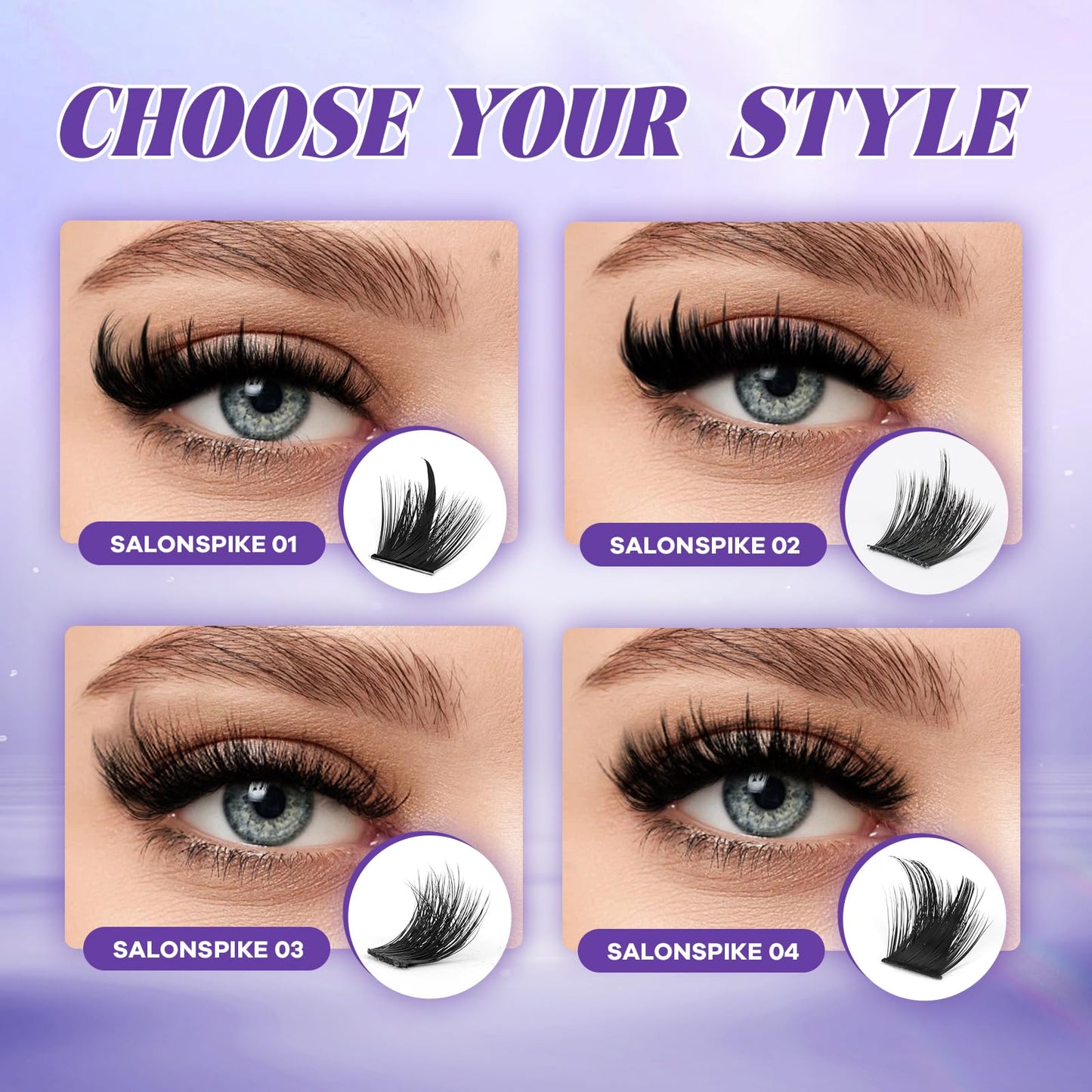 B&Qaugen Manga Lash Clusters Kit SalonSpike 05 – 10-18mm Mixed Fluffy 120pcs DIY Lash Extensions