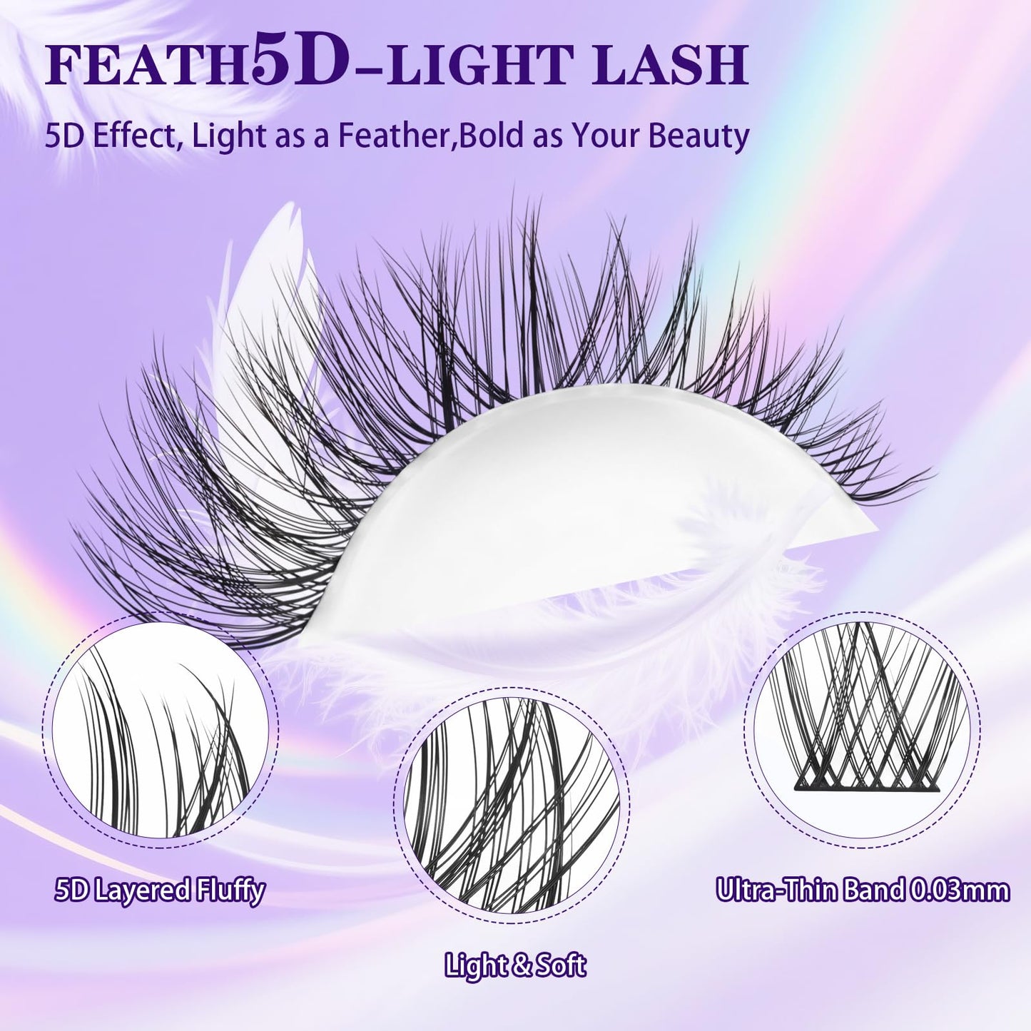 B&Qaugen Lash Clusters Kit Wispy Fluffy Feath5D 8-18mm C Curl Waterproof Lashes