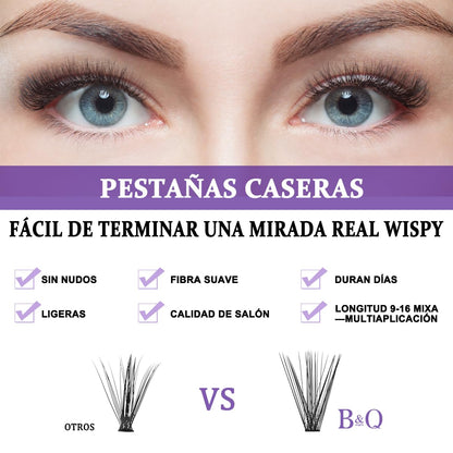 B&Qaugen Lash Clusters Kit 280pcs – DIY 30D/40D Lashes with Bond, Seal & Remover