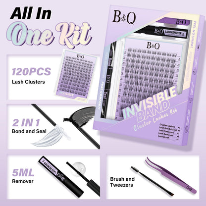 B&Qaugen Flora Lash Clusters Kit – DIY Lash Extensions at Home (120pcs, 8–18mm, Waterproof)