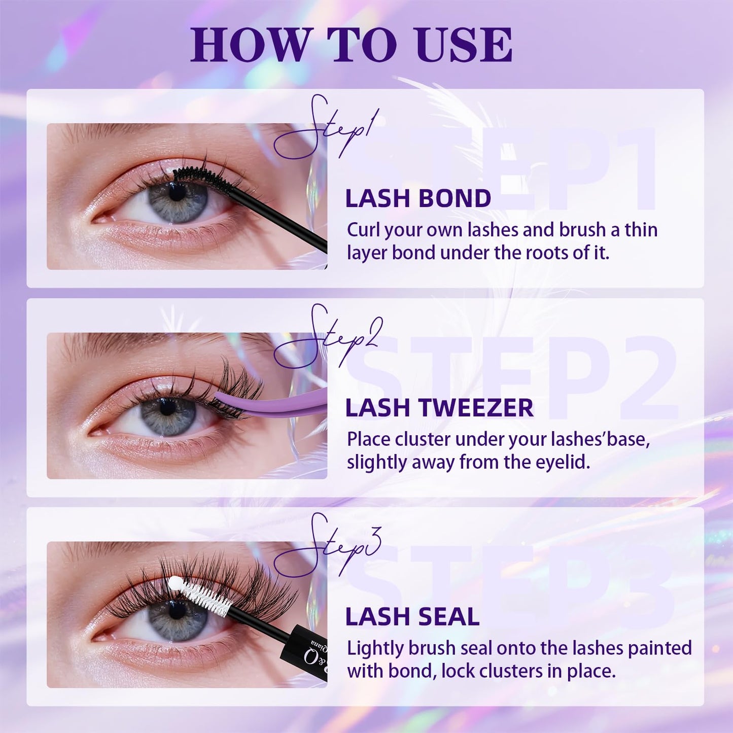 B&Qaugen Lash Clusters Kit Wispy Fluffy Feath5D 8-18mm C Curl Waterproof Lashes